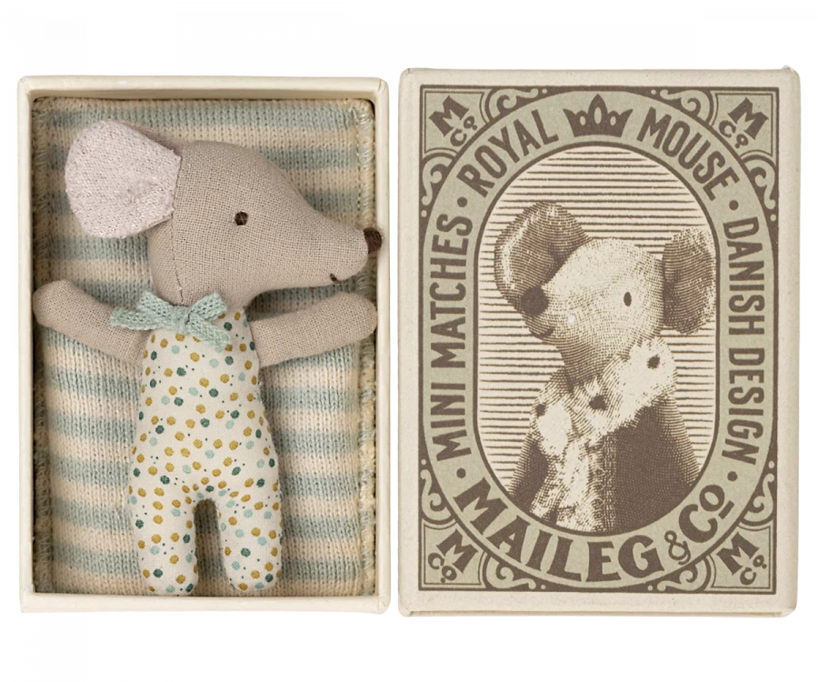 Maileg Sleepy-Wakey Baby Mouse In A Matchbox | Blue 1 Maileg Sleepy-Wakey Baby Mouse In A Matchbox | Blue