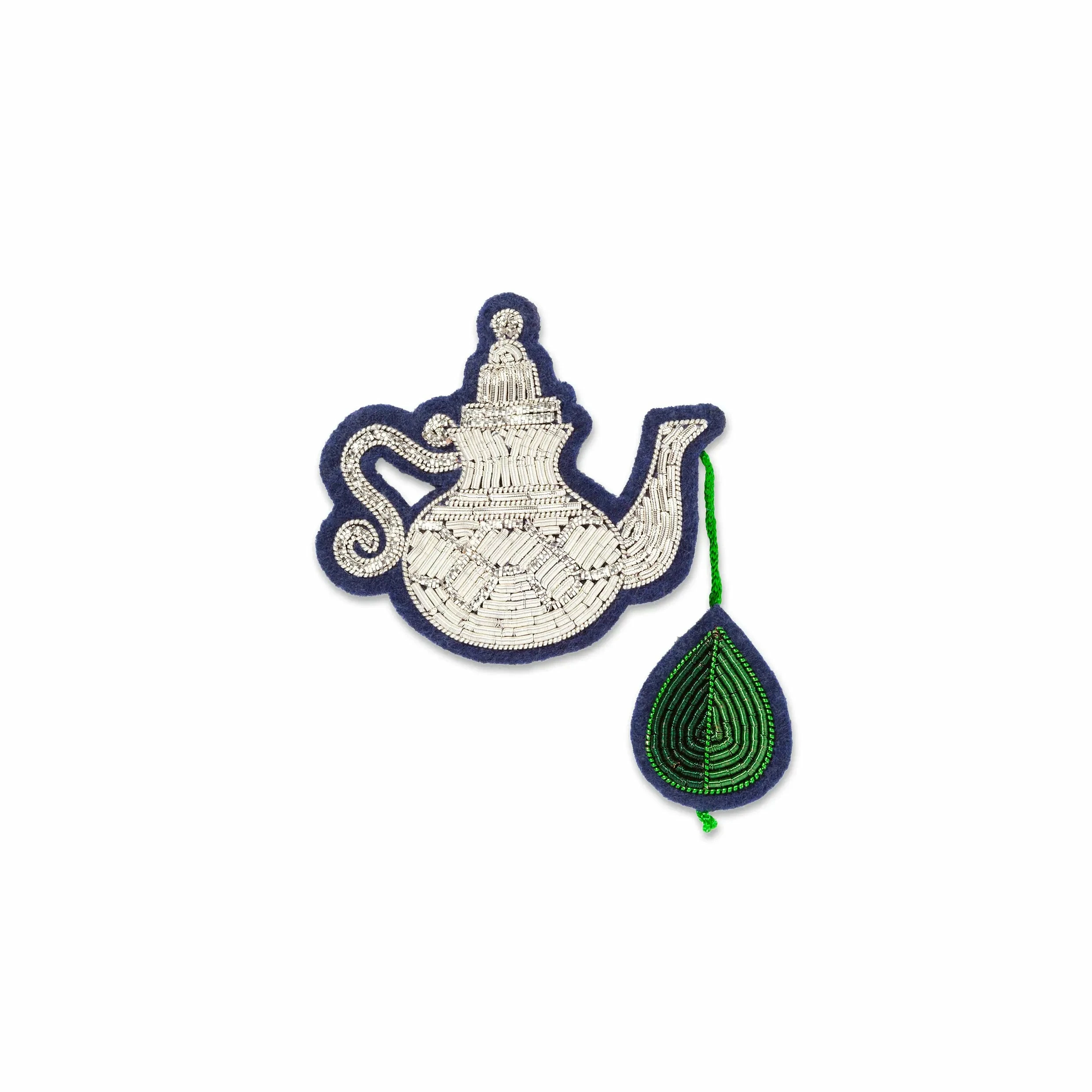 Mint Teapot Hand-Embroidered Pin 2 Mint Teapot Hand-Embroidered Pin - Image 2