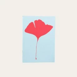 Red On Blue Ginkgo Pop Dot Grid Notebook