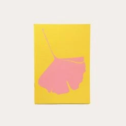Pink On Yellow Ginkgo Pop Dot Grid Notebook