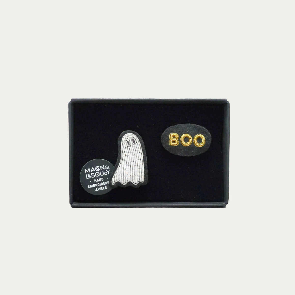 Boo Ghost Hand-Embroidered Pin 1 Boo Ghost Hand-Embroidered Pin