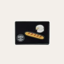 Baguette And Camembert Hand-Embroidered Pin