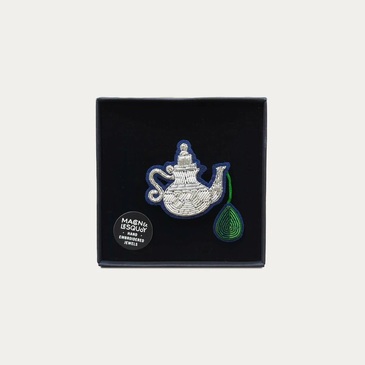 Mint Teapot Hand-Embroidered Pin 1 Mint Teapot Hand-Embroidered Pin
