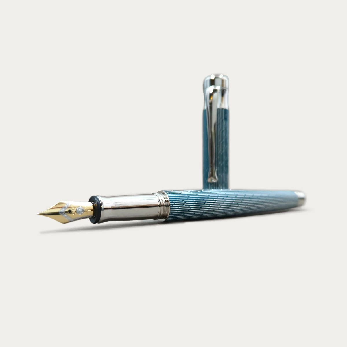 Tango Imagination Sterling Silver Fountain Pen | 18k Gold Nib | Brilliant Dark Teal 2 Tango Imagination Sterling Silver Fountain Pen | 18k Gold Nib | Brilliant Dark Teal - Image 2