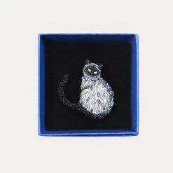 Siamese Cat Hand-Embroidered Brooch Pin