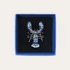 Blue Lobster Hand-Embroidered Brooch Pin