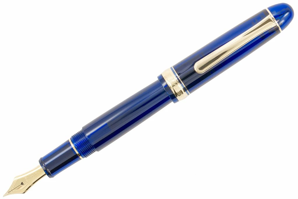 Platinum 3776 Century Chartres Blue Fountain Pen With Gold Trim 2 Platinum 3776 Century Chartres Blue Fountain Pen With Gold Trim - Image 2