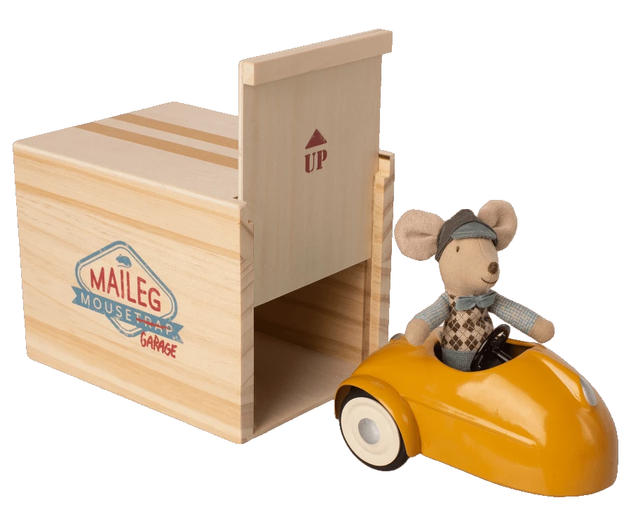 Maileg Yellow Mouse Car With Garage 2 Maileg Yellow Mouse Car With Garage - Image 2