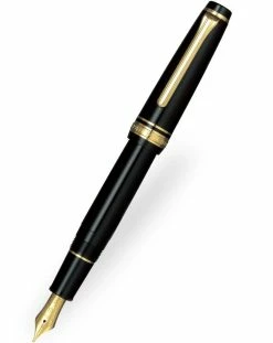 Pro Gear Slim Fountain Pen | Black With Gold Trim -tool Sales sailor progear slim sapporo black gt fp
