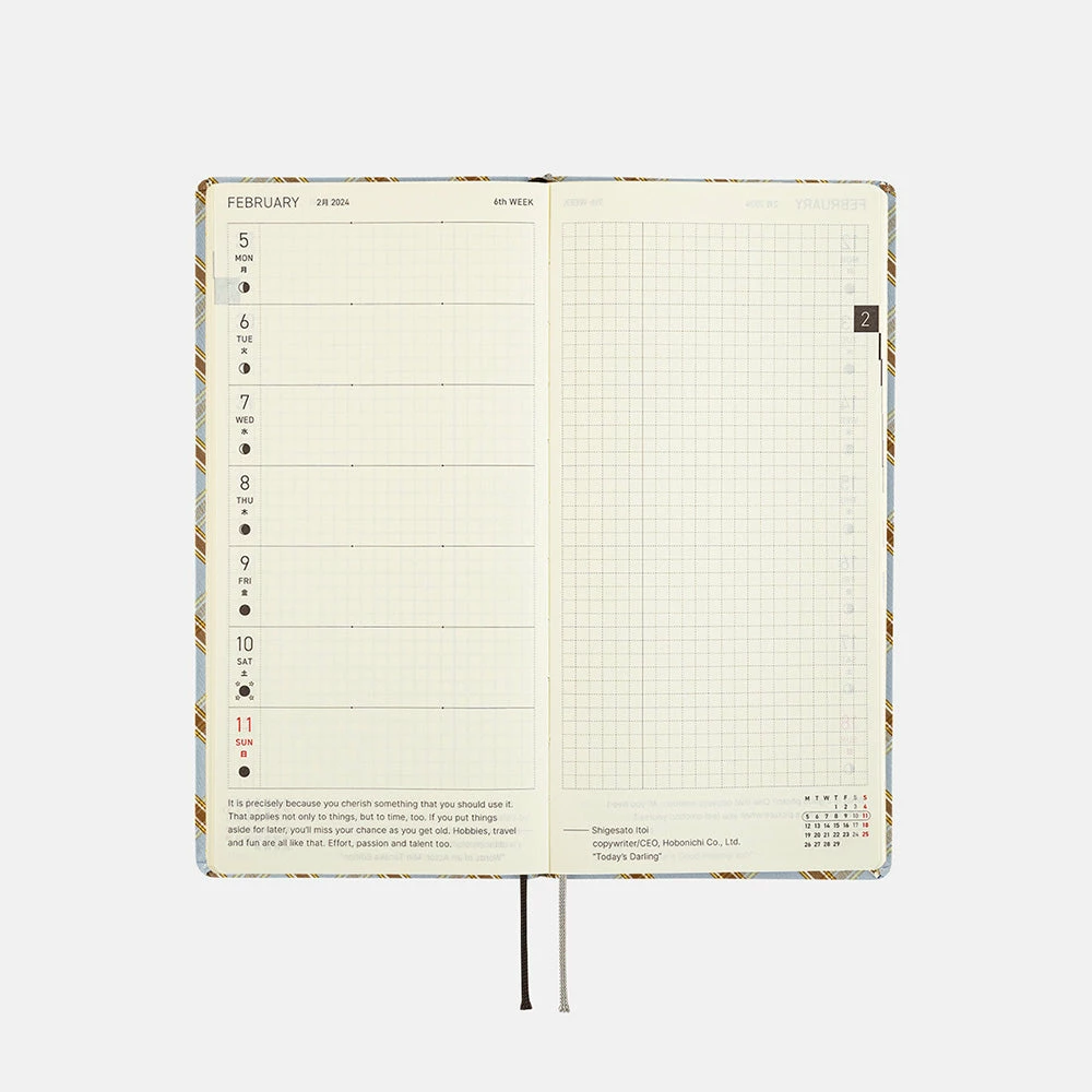 Hobonichi Techo 2024 Weeks Planner | Shirt Fabric: Relaxing Plaid | English 5 Hobonichi Techo 2024 Weeks Planner | Shirt Fabric: Relaxing Plaid | English - Image 5