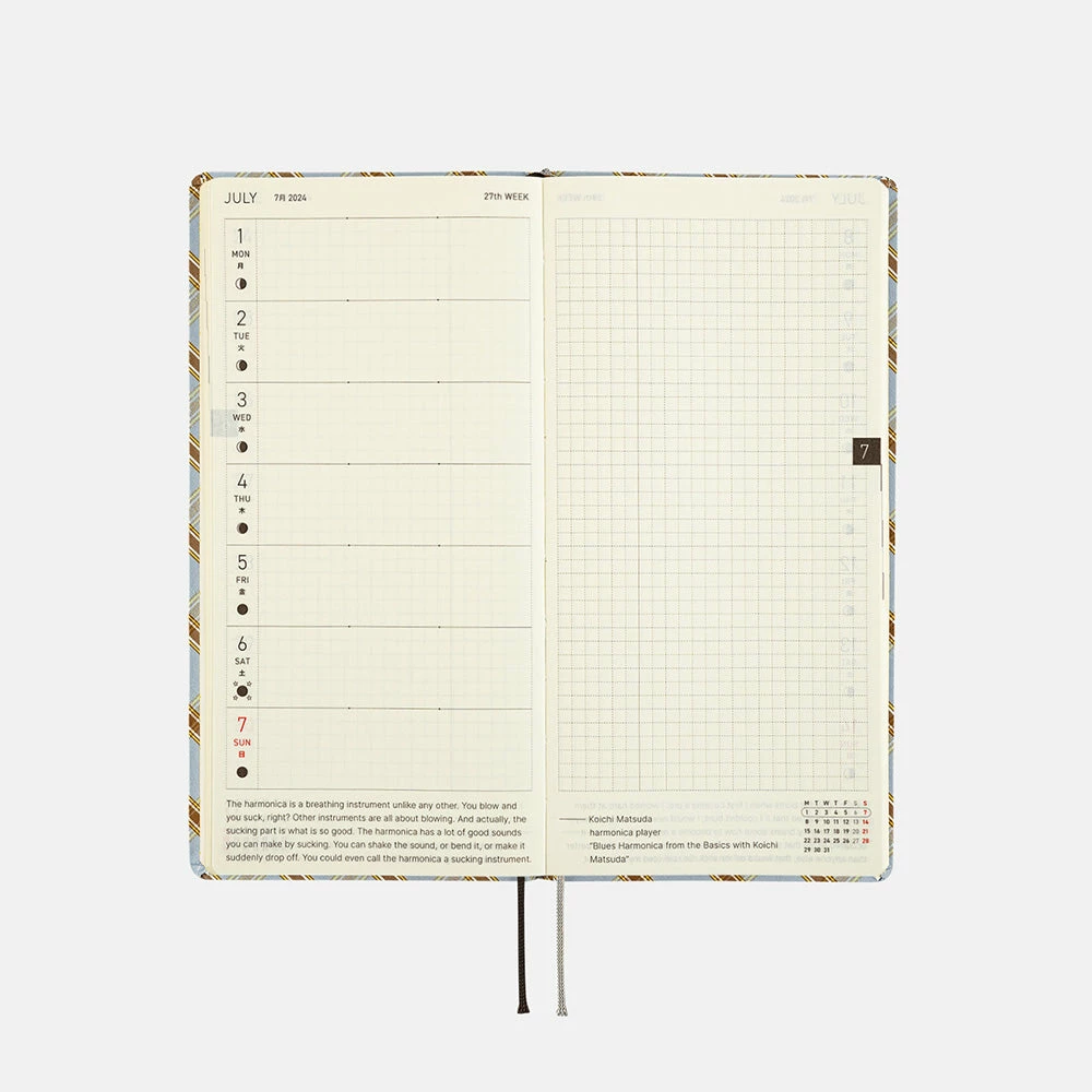 Hobonichi Techo 2024 Weeks Planner | Shirt Fabric: Relaxing Plaid | English 6 Hobonichi Techo 2024 Weeks Planner | Shirt Fabric: Relaxing Plaid | English - Image 6